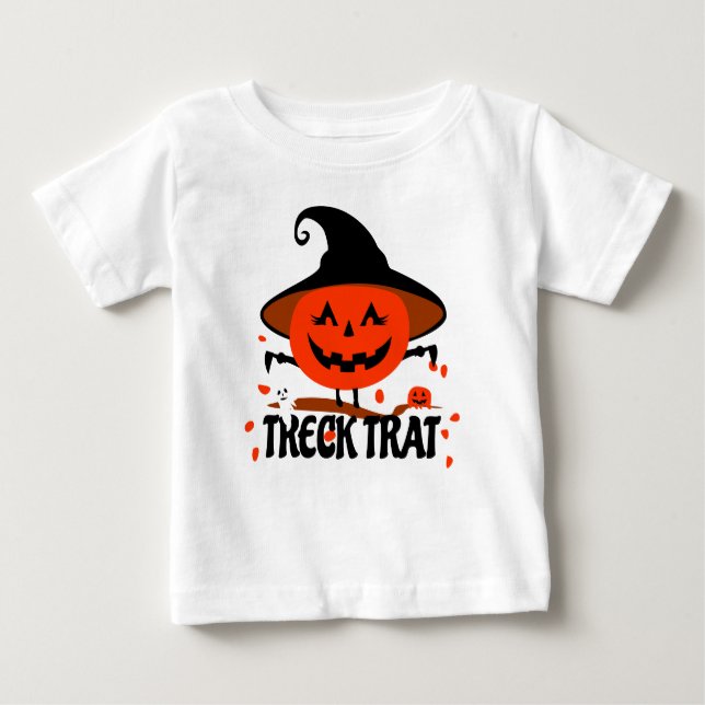 Camiseta Para Bebê Treck Trat Pumpkin sorrindo (Frente)