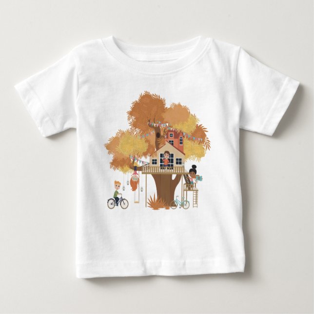 Camiseta Para Bebê Treehouse Collection Girls Ruffle T Shirt (Frente)