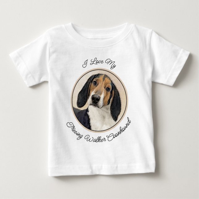Camiseta Para Bebê Treing Walker Coonhound Painting - Arte Original (Frente)