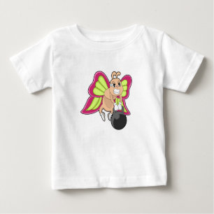 Camiseta Para Bebê Treino de reforço da borboleta Dumbbell