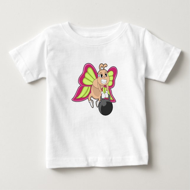 Camiseta Para Bebê Treino de reforço da borboleta Dumbbell (Frente)