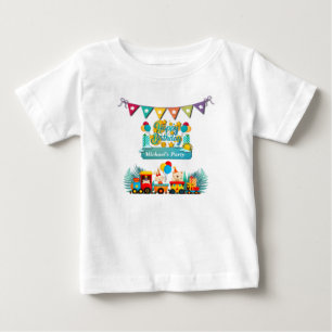 Camiseta Para Bebê Trem de Aniversário Feliz Com Desejos de Animais F