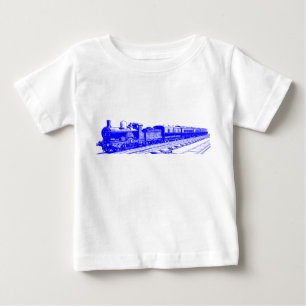 Camiseta Para Bebê Trem do vintage - azul