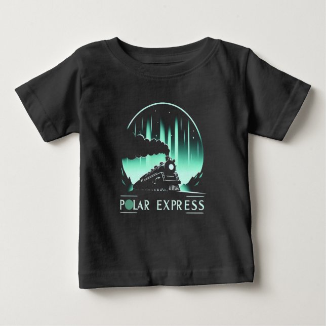 Camiseta Para Bebê Trem Polar Express preto (Frente)