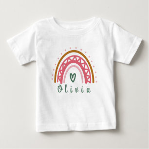 Camiseta Para Bebê Trendy Boho Rainbow com um Nome Personalizado