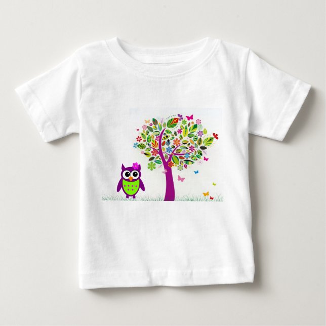 Camiseta Para Bebê Trendy Owl (Frente)