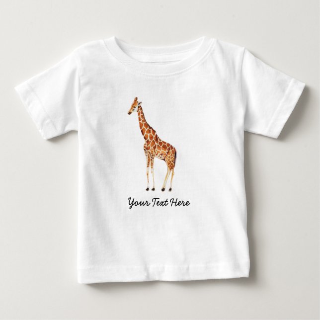 Camiseta Para Bebê Trendy Personalized Safari Animal Giraffe (Frente)