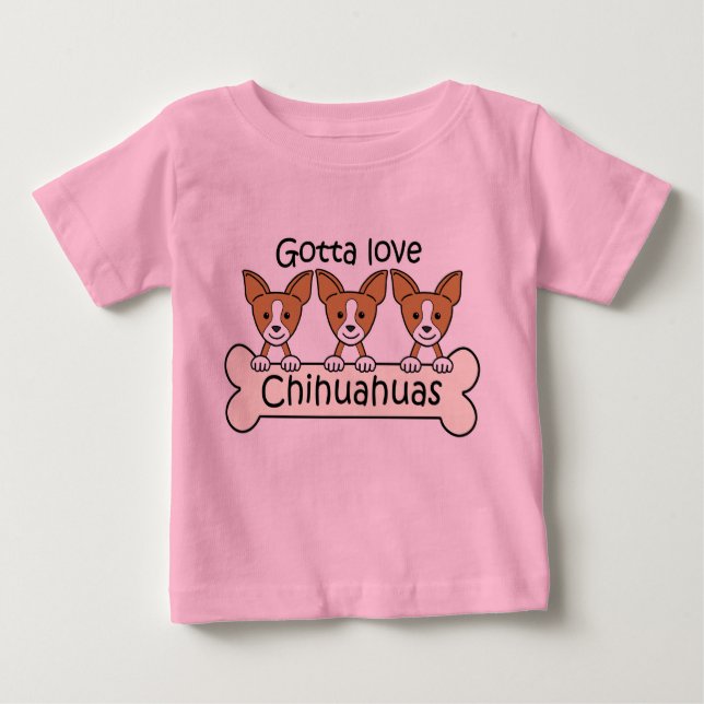 Camiseta Para Bebê Três chihuahuas (Frente)