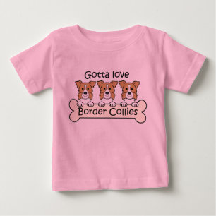 Camiseta Para Bebê Três Collies de beira
