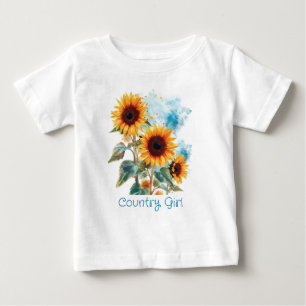 Camiseta Para Bebê Três Girassóis