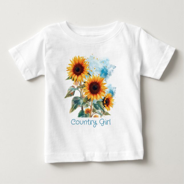 Camiseta Para Bebê Três girassóis (Frente)