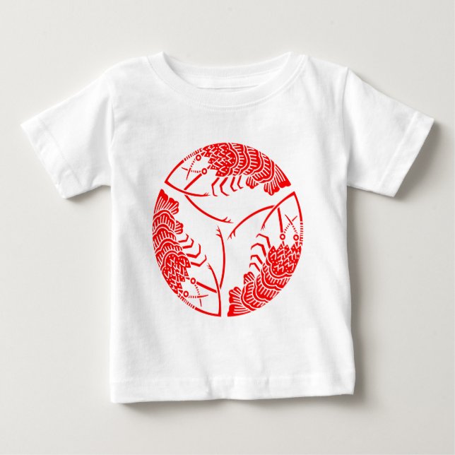 Camiseta Para Bebê Três lagostas espinhosas de cabeça a cauda (Frente)