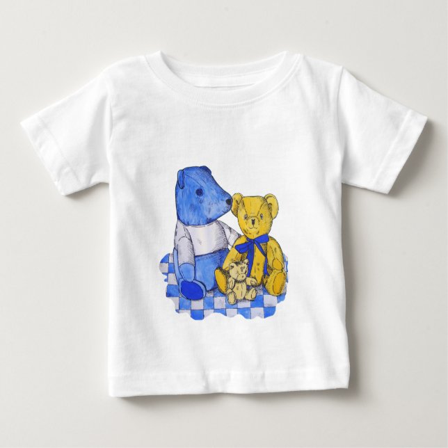 Camiseta Para Bebê três lindos ursos bonitinhos (Frente)