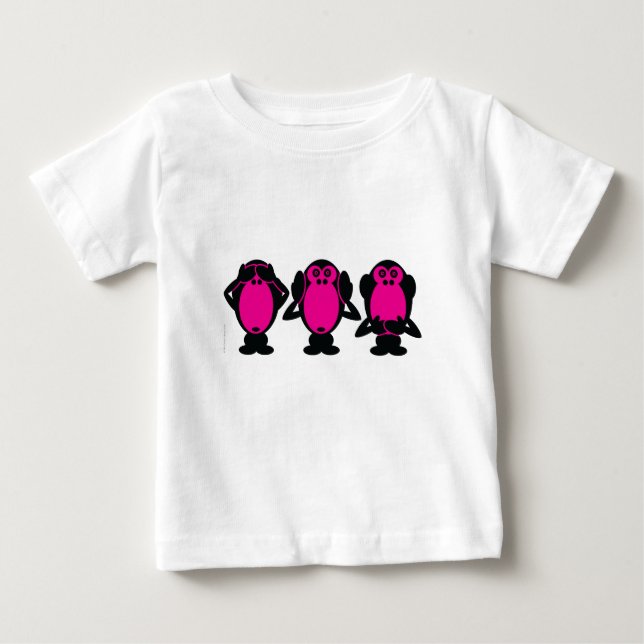 Camiseta Para Bebê Três Macacos Sábios (Frente)