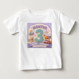Camiseta Para Bebê Três Meses de Descoberta – Pequeno Marco de Bebê