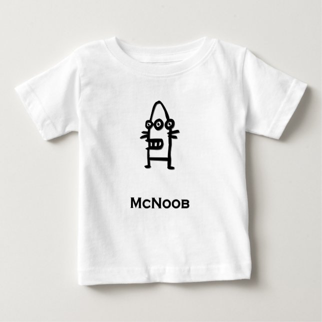 Camiseta Para Bebê Três Olhos Bot McNoob (Frente)