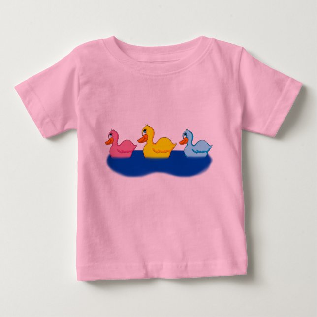 Camiseta Para Bebê Três Patos Toddler Ruffle Tee (Frente)