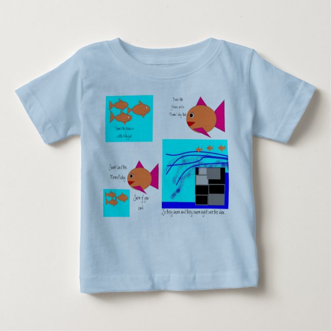 Camiseta Para Bebê Três peixes pequenos (Frente)