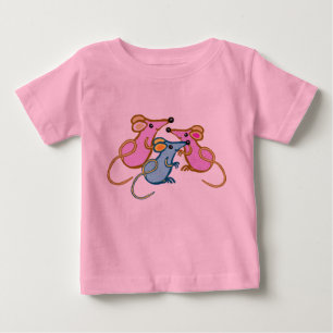 Camiseta Para Bebê Três ratinhos