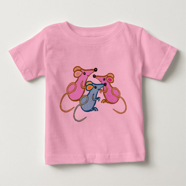 Camiseta Para Bebê Três ratinhos (Frente)