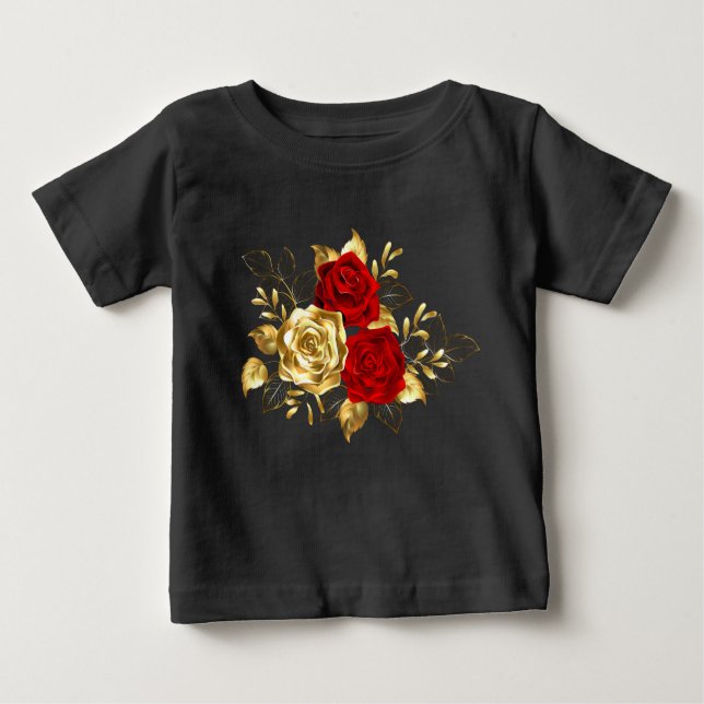 Camiseta Para Bebê Três Rosas de joalharia (Frente)