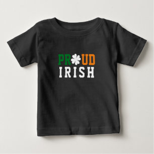 Camiseta Para Bebê Trevo da Sorte Citação Orgulhosa Shamrock Irlandes