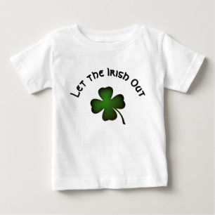 Camiseta Para Bebê Trevo de Quatro Folhas Deixe os Irlandeses Sair em