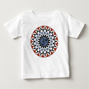 Camiseta Para Bebê Tribal Azul De Mandala Yoga Om Rust Sky