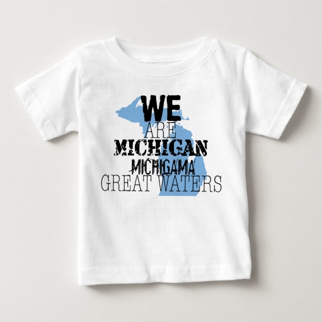 Camiseta Para Bebê Tribal Michigan Michigama Excelente Watts Up North (Frente)