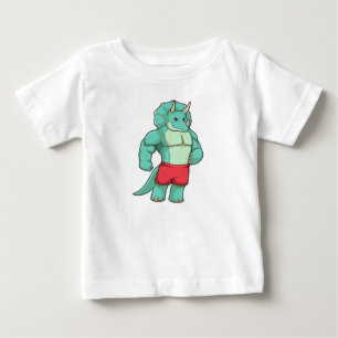 Camiseta Para Bebê Tricerátops como Criador de Porcos em Bodybuildin