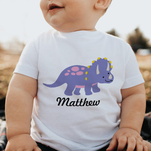 Camiseta Para Bebê Tricerátops Garoto Personalizado Do Dinossauro