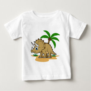 Camiseta Para Bebê Tricerátops Num Clima Tropical.