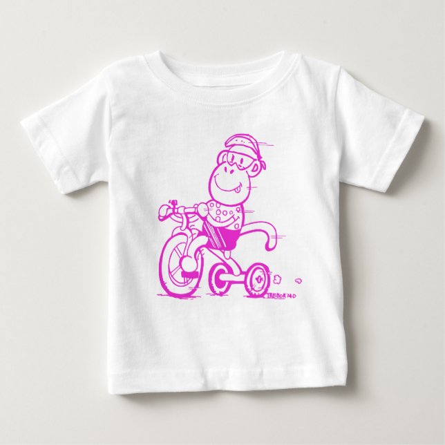 Camiseta Para Bebê Triciclo de macaco de pedestal (Frente)