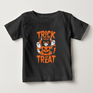 Camiseta Para Bebê Trick ou trate Halloween