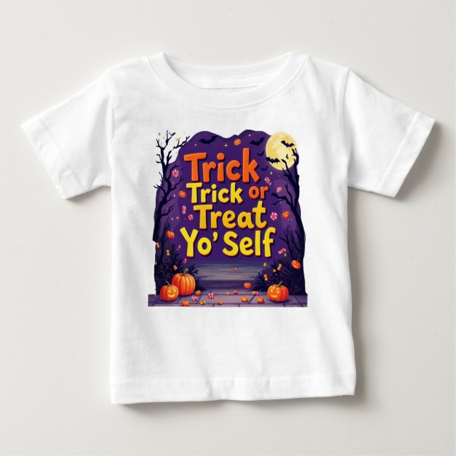 Camiseta Para Bebê Trick ou Trate Yo Self (Frente)