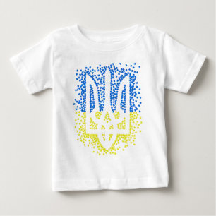 Camiseta Para Bebê Tridente de emblem ucraniano trizub espalhando cor