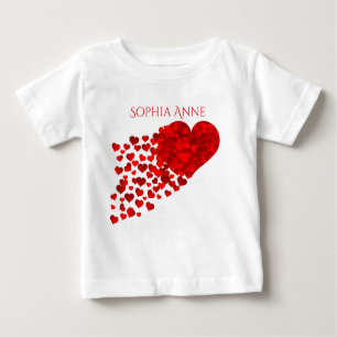 Camiseta Para Bebê Trilha de Corações Confetti Personalizados
