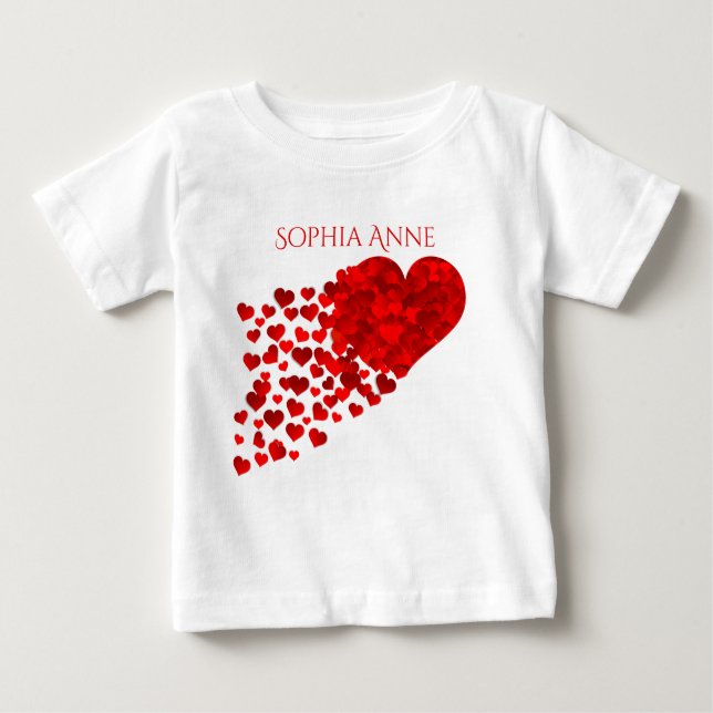 Camiseta Para Bebê Trilha de Corações Confetti Personalizados (Frente)