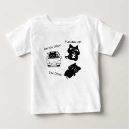 Camiseta Para Bebê Trio de Gatos Pretos Engraçados Diário Personalizá