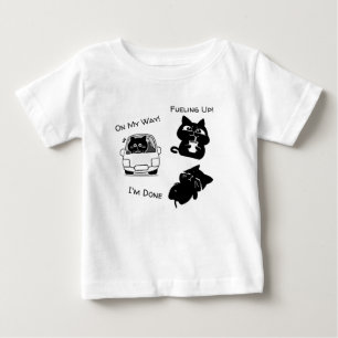 Camiseta Para Bebê Trio de Gatos Pretos Engraçados Diário Personalizá