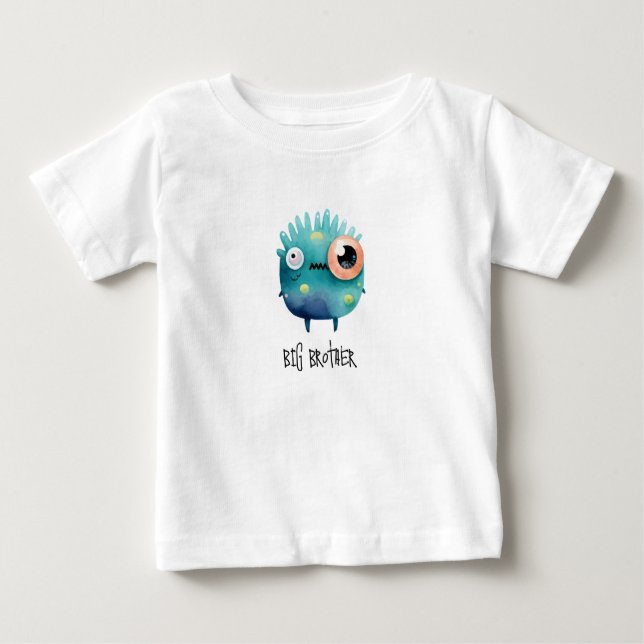 Camiseta Para Bebê Tripulação Big Bro ou Sis Monster (Frente)