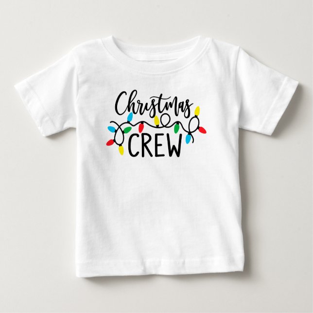 Camiseta Para Bebê Tripulação de Natal com Luzes (Frente)