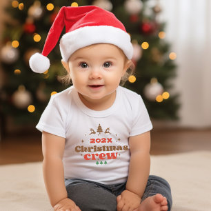 Camiseta Para Bebê Tripulação de Natal do ano personalizada