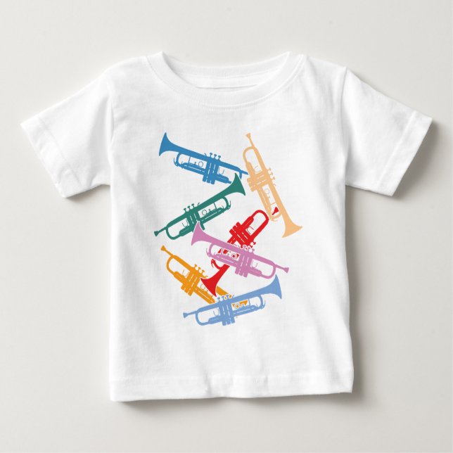 Camiseta Para Bebê Trombetas coloridas (Frente)