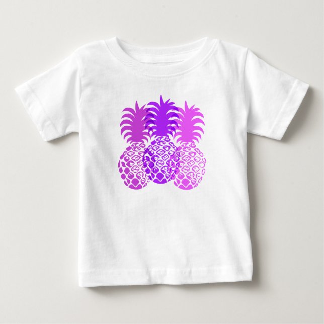 Camiseta Para Bebê Tropical Hawaiana de Momona Pineapple (Frente)