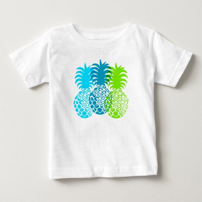 Camiseta Para Bebê Tropical Hawaiana de Momona Pineapple (Frente)