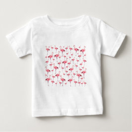 Camiseta Para Bebê Tropical Summer Pink Flamingo Pattern