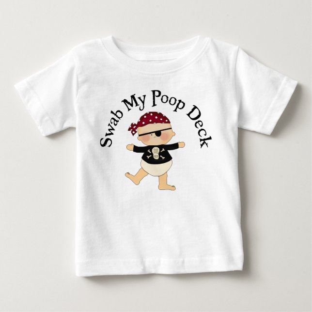 Camiseta Para Bebê Troque meu Poop Deck (Frente)