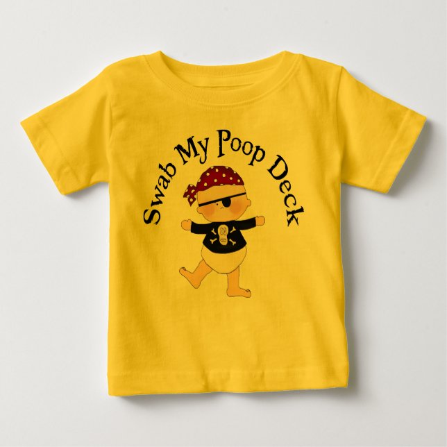 Camiseta Para Bebê Troque meu Poop Deck (Frente)