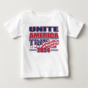 Camiseta Para Bebê Trump 2024 Unir a América